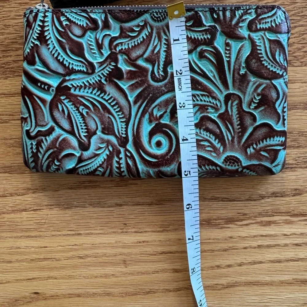 Patricia Nash Tooled Turquoise Leather Wristlet Clutch Western Cowgirl